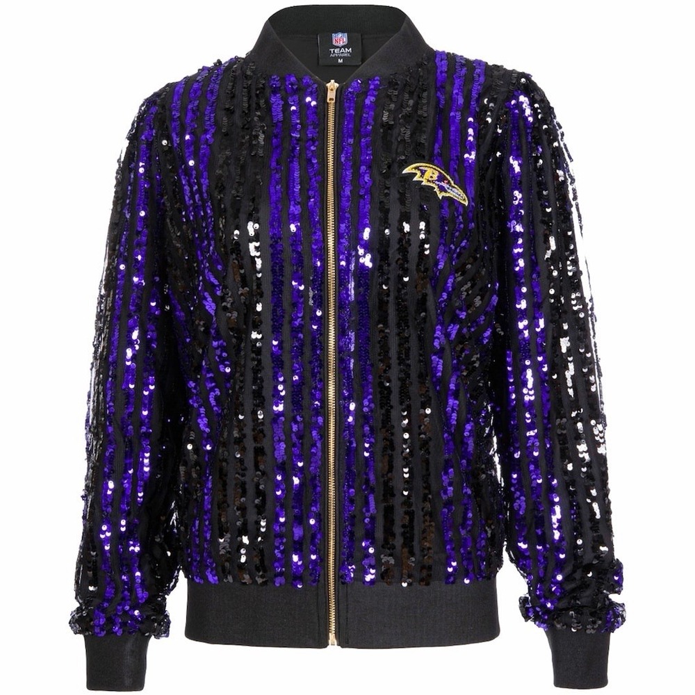Baltimore Ravens Cuce Purple Women's 3XL Slim Fit Sequin Full-Zip Bomber Jacket